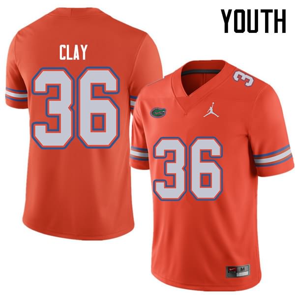 NCAA Florida Gators Robert Clay Youth #36 Jordan Brand Orange Stitched Authentic College Football Jersey BIY3064NV